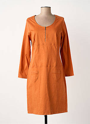 Robe mi-longue manches longues manches longues orange GUY DUBOUIS femme