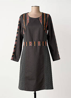 Robe mi-longue manches longues manches longues gris MERI & ESCA femme