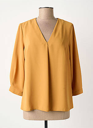 Blouse tissage popeline manches 3/4 jaune GREGORY PAT femme