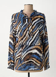 Blouse imprimé fantaisie manches longues bleu COULEURS DU TEMPS femme