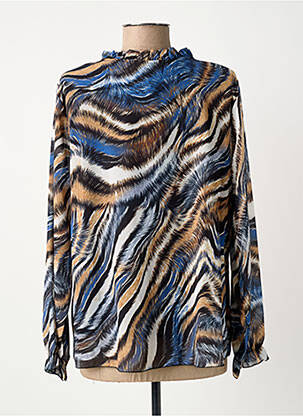 Blouse imprimé fantaisie manches longues bleu COULEURS DU TEMPS femme