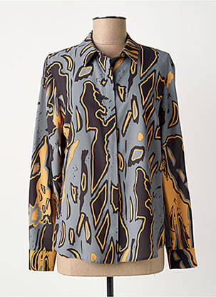 Chemisier imprimé fantaisie manches longues gris GREGORY PAT femme