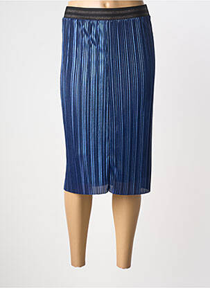 Jupe mi-longue coupe droite bleu GREGORY PAT femme