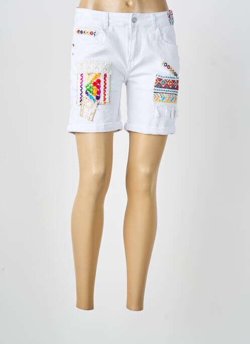 Short tissage denim taille normale blanc PLACE DU JOUR femme