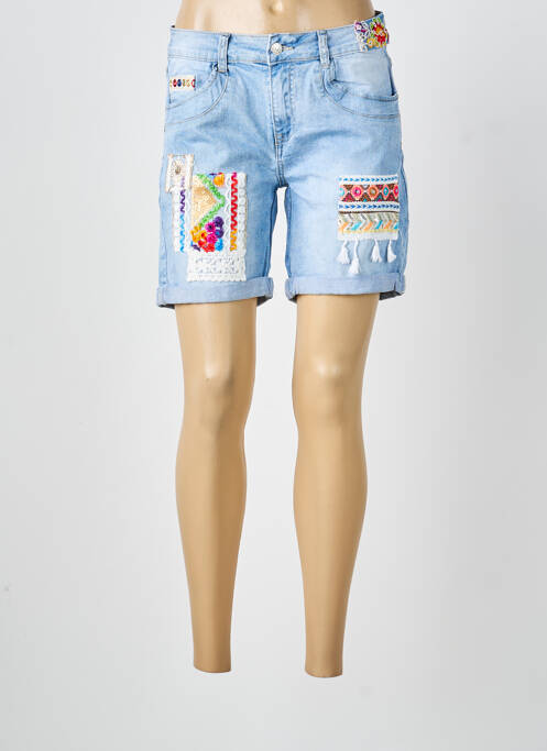Short tissage denim taille normale bleu PLACE DU JOUR femme