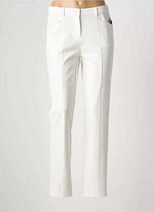 Pantalon droit stretch taille normale blanc FRANK WALDER femme