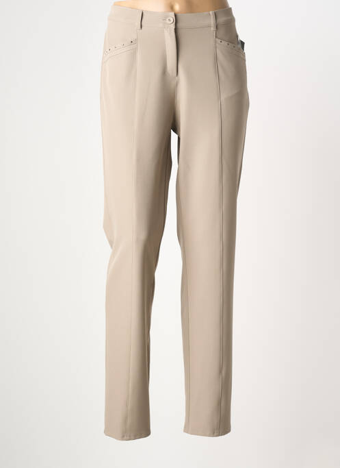 Pantalon droit stretch taille normale beige FRANK WALDER femme