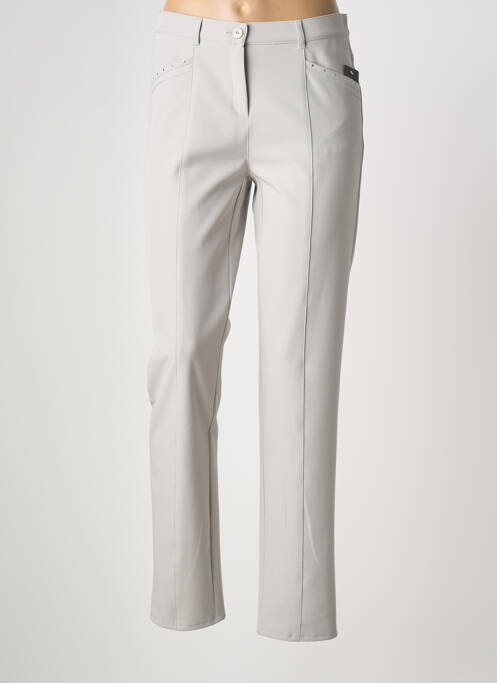 Pantalon droit stretch taille normale gris FRANK WALDER femme