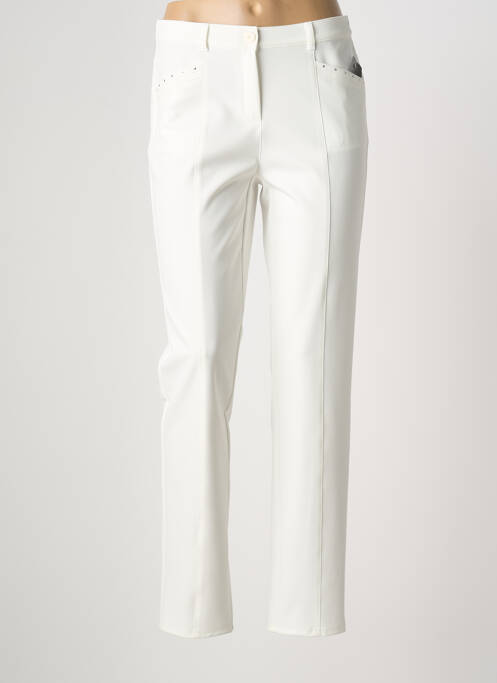 Pantalon droit stretch taille normale blanc FRANK WALDER femme