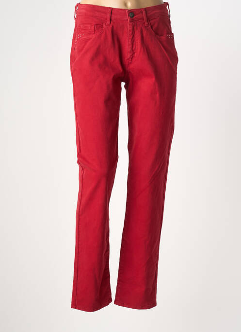 Pantalon droit stretch taille normale rouge GUY DUBOUIS femme