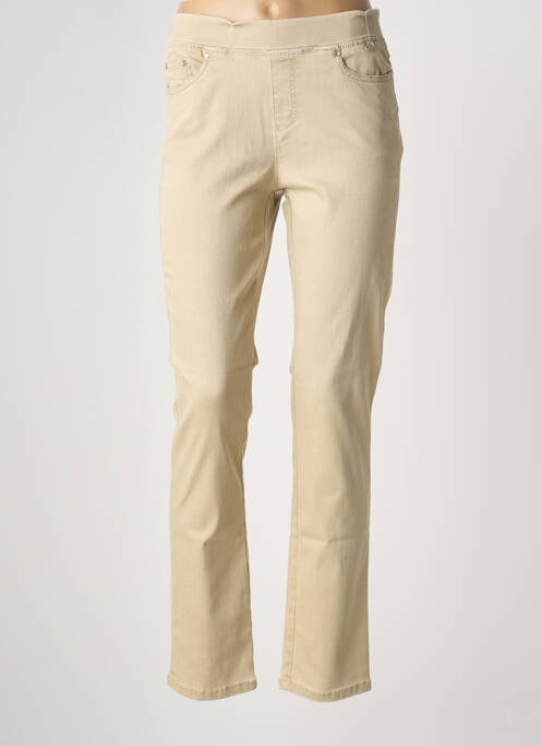 Pantalon droit stretch taille normale beige ANNA MONTANA femme