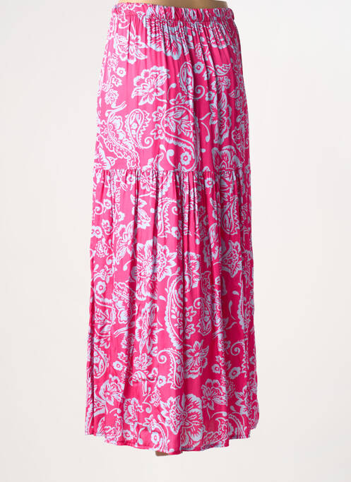 Jupe longue imprimé fantaisie rose MOKI B femme