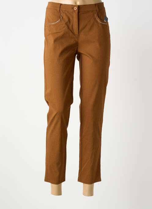 Pantalon 7/8 stretch taille normale marron FRANK WALDER femme