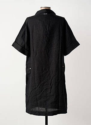 Robe mi-longue tissage crêpe manches courtes noir SAINT JAMES femme