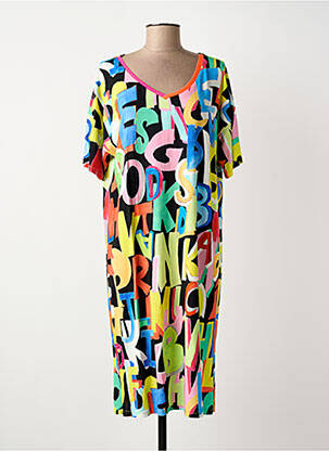 Robe mi-longue imprimé fantaisie manches courtes noir AN II VITO femme