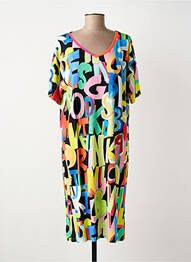 Robe mi-longue imprimé fantaisie manches courtes noir AN II VITO femme
