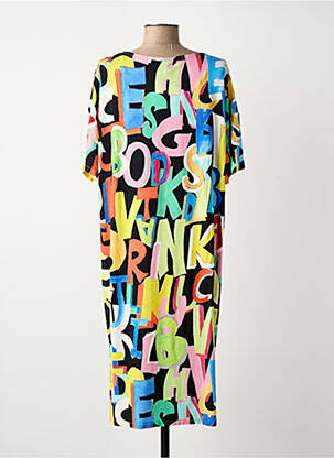 Robe mi-longue imprimé fantaisie manches courtes noir AN II VITO femme
