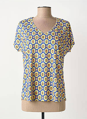 T-shirt col v manches courtes jaune TINTA STYLE femme