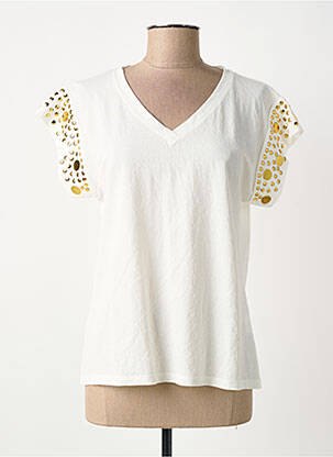 T-shirt col v manches courtes beige TINTA STYLE femme