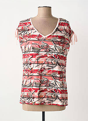 T-shirt col v manches courtes rose BARBARA LEBEK femme