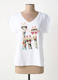 T-shirt sérigraphie avec strass manches courtes blanc BARILOCHE femme