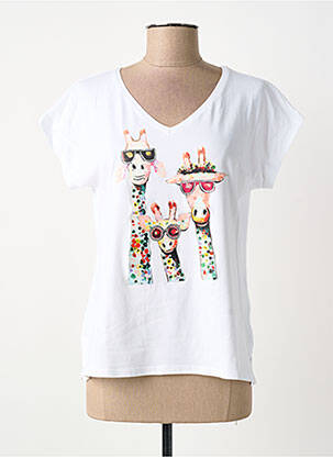 T-shirt sérigraphie avec strass manches courtes blanc BARILOCHE femme