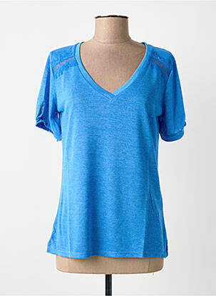 T-shirt col v manches courtes bleu TINTA STYLE femme