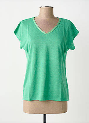 T-shirt col v manches courtes vert BARILOCHE femme