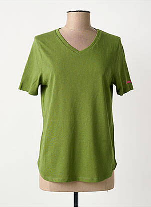 T-shirt col v manches courtes vert ICONIQUE femme