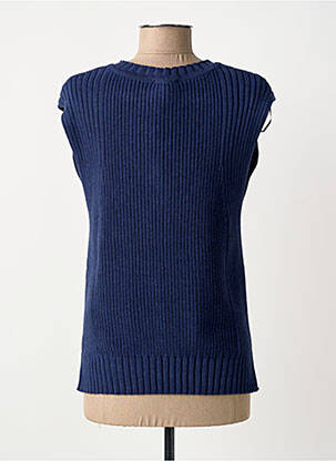 Pull coupe cintrée sans manche bleu MARBLE femme