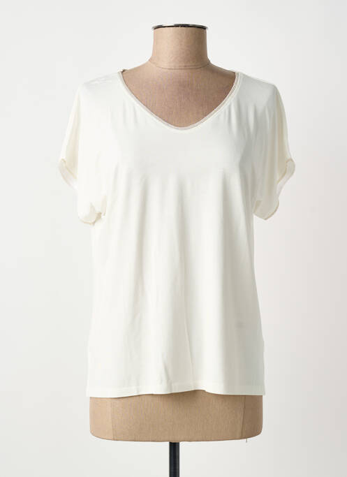 T-shirt col v manches courtes beige TINTA STYLE femme
