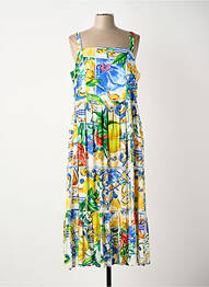 Robe longue imprimé fantaisie sans manche bleu DOLCEZZA femme