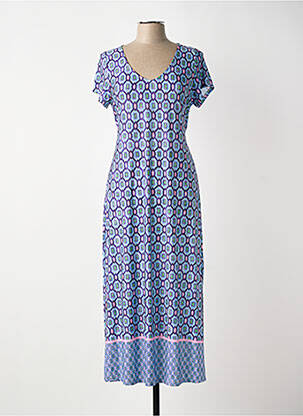 Robe longue imprimé fantaisie manches courtes bleu TINTA femme