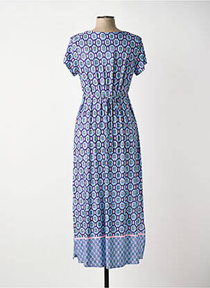 Robe longue imprimé fantaisie manches courtes bleu TINTA femme