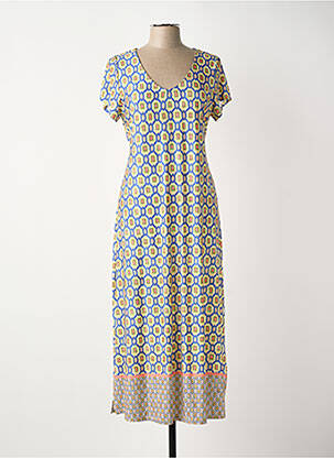 Robe longue imprimé fantaisie manches courtes jaune TINTA femme