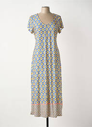 Robe longue imprimé fantaisie manches courtes jaune TINTA femme