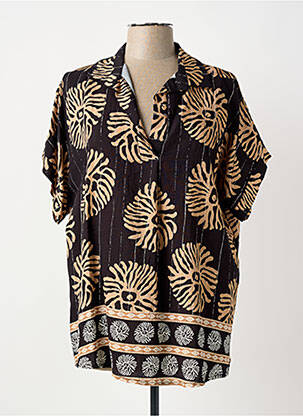 Chemisier manches courtes manches courtes noir MADE IN ITALY femme