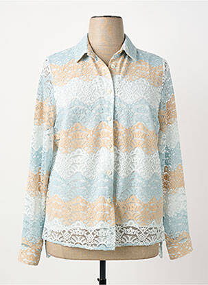 Chemisier coupe droite manches longues bleu GREGORY PAT femme
