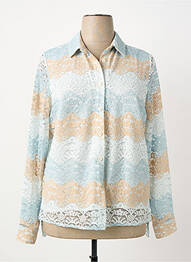 Chemisier coupe droite manches longues bleu GREGORY PAT femme
