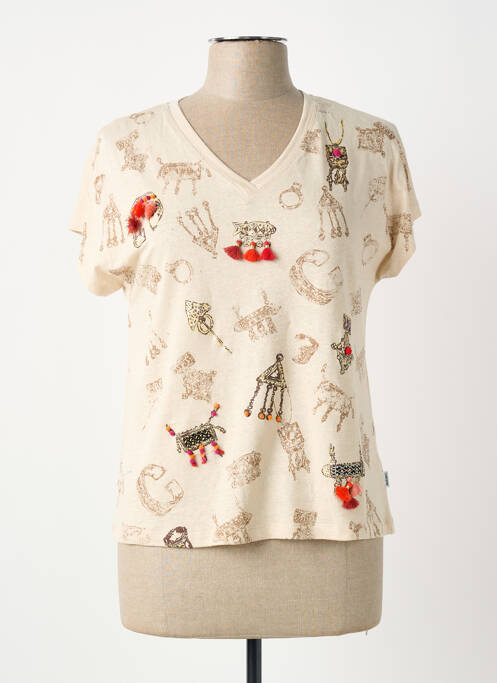 T-shirt imprimé fantaisie manches courtes beige ANANKE femme
