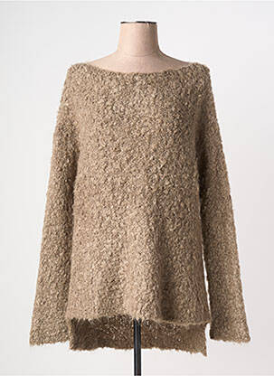 Pull tunique stretch manches longues marron STUDIO BIRKIN femme