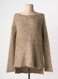 Pull tunique stretch manches longues marron STUDIO BIRKIN femme