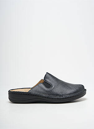 Chaussons/pantoufles matière lisse bout rond noir SEMELFLEX homme