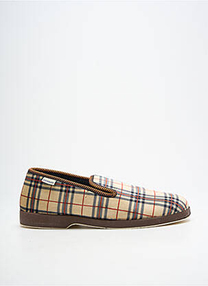 Chaussons/pantoufles tissage velours bout rond beige SOIR ET MATIN homme