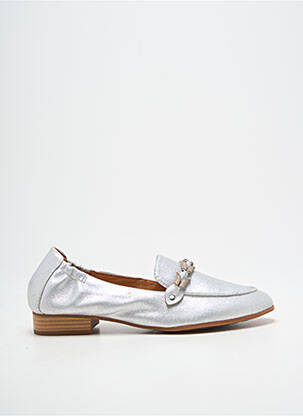 Mocassins tissage satiné talon plat jusqu'à 3cm argent MAM'ZELLE femme
