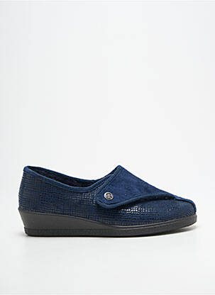 Chaussons/pantoufles tissage satiné talon plat jusqu'à 3cm bleu ROHDE femme