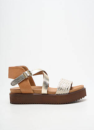 Sandales/nu pieds tissage satiné talon de 4 à 6cm or SANTAFE femme