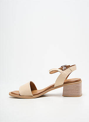 Sandales/nu pieds matière lisse talon de 4 à 6cm beige SANTAFE femme