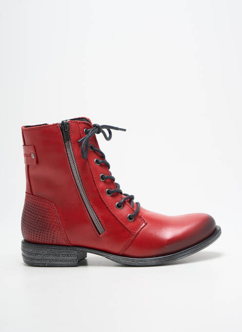 Bottines/boots fermeture zip et lacets talon plat jusqu'à 3cm rouge ORLAND femme
