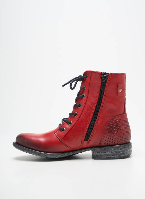 Bottines/boots fermeture zip et lacets talon plat jusqu'à 3cm rouge ORLAND femme